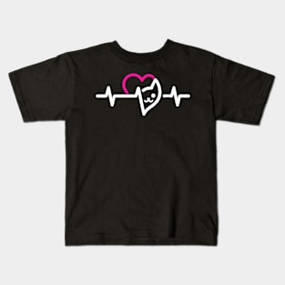 Heartbeat Meow, Dark Kids T-Shirt